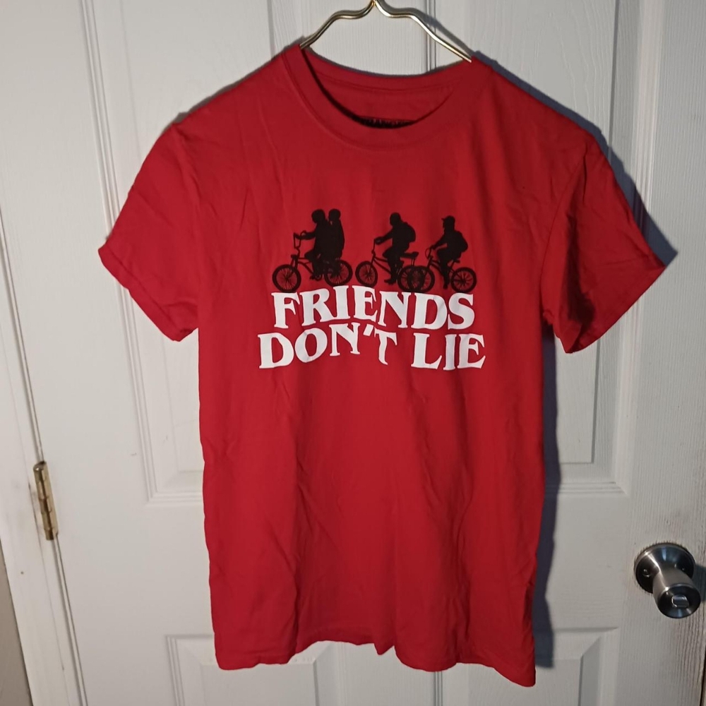 Stranger Things Friends Don't Lie Red Graphic T-shirt
